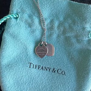 Double heart sterling silver tag pendent